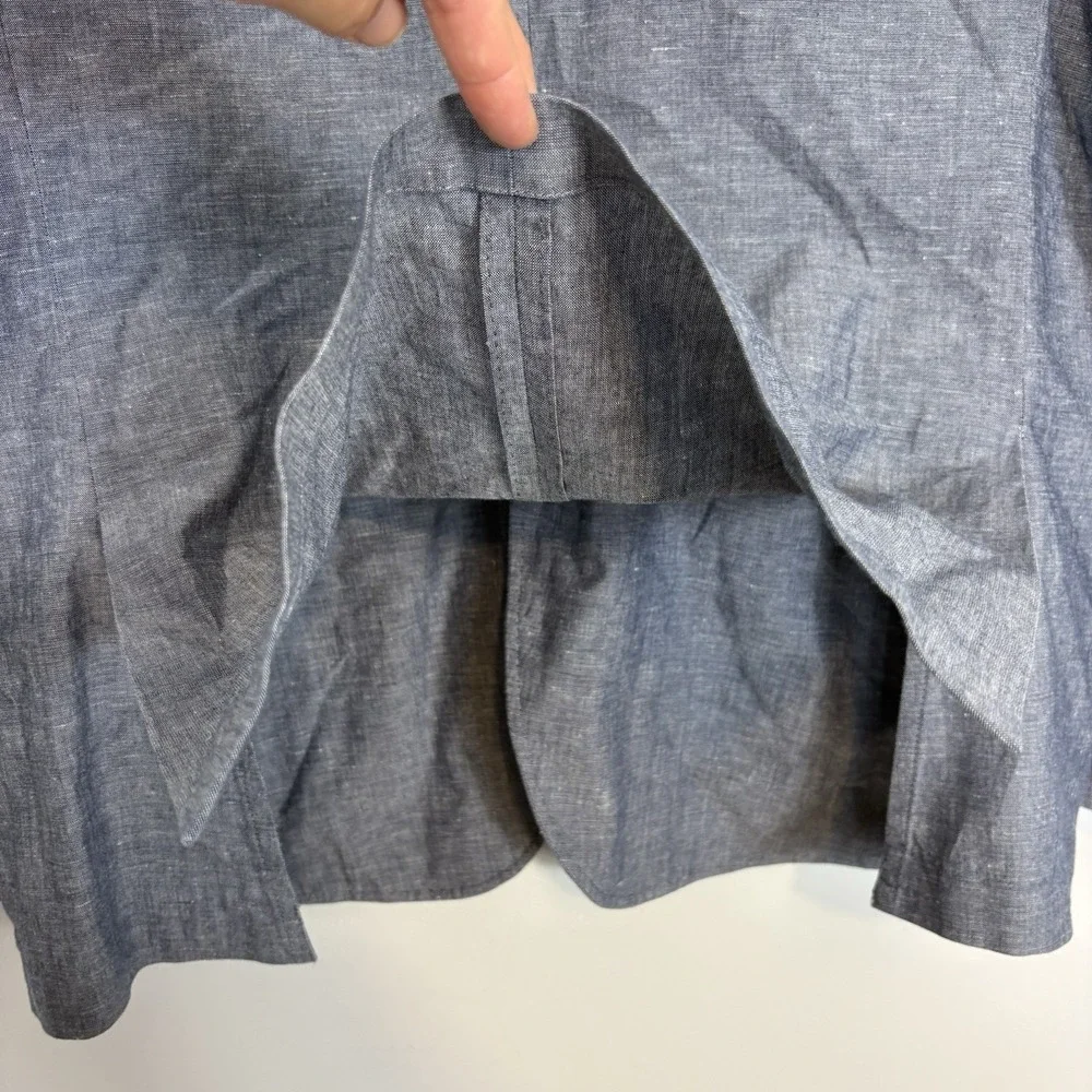 J Crew Ludlow Blazer 44R Blue Somelos Cotton Linen Blend Unstructured